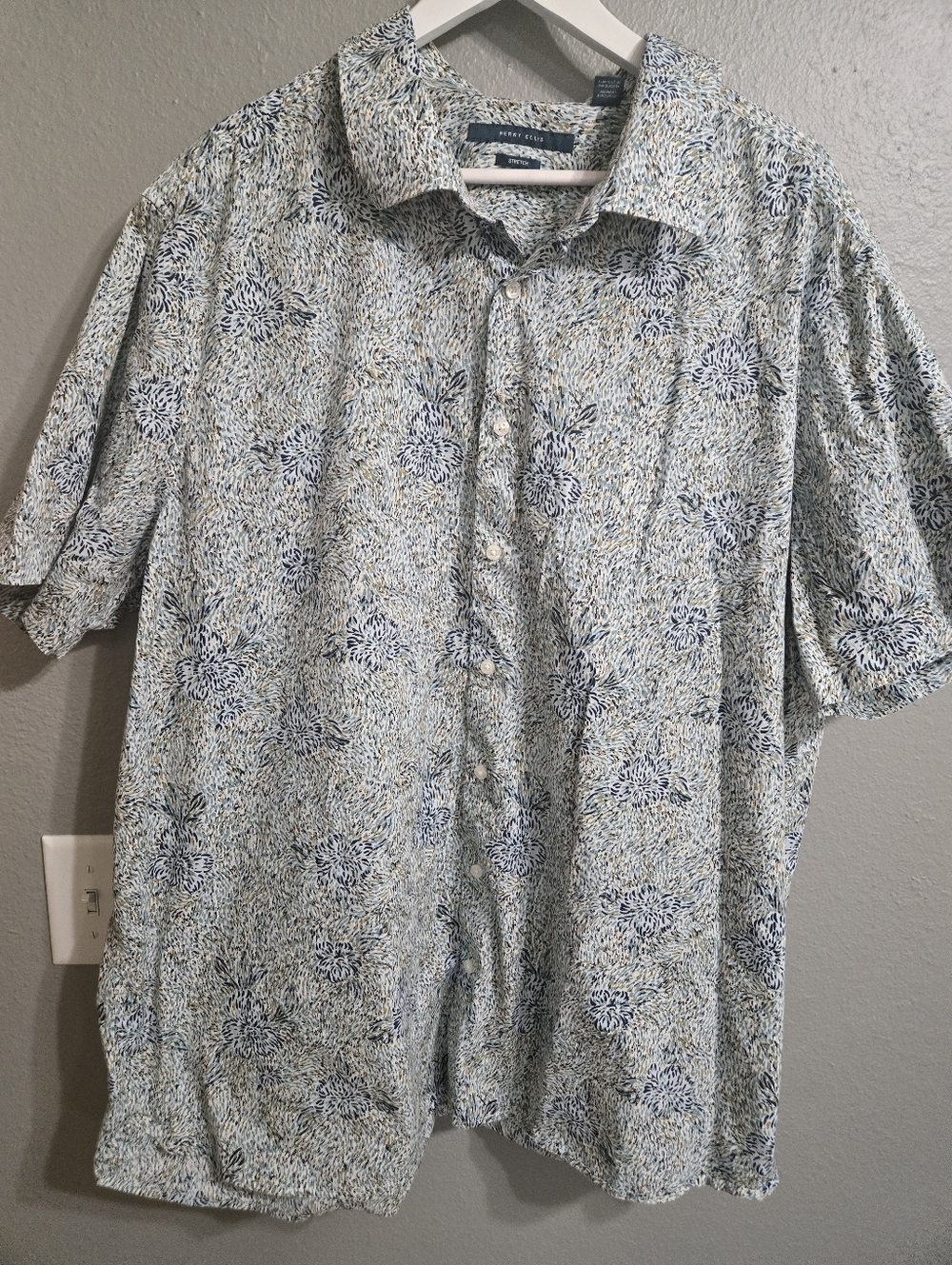 Perry Ellis Casual Button Down Shirt Oil Painting Effect Size 3XL
